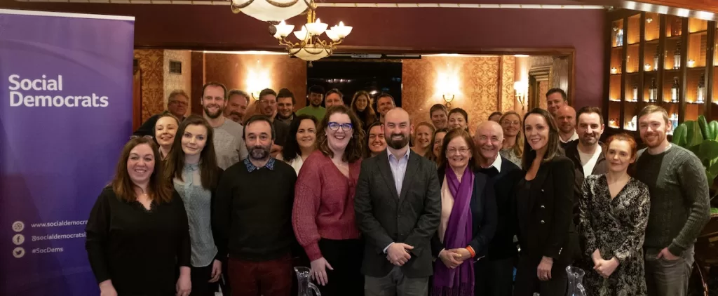 Eoin standing proudly with around 30 of his family, friends, colleagues, and supporters after being selected to stand for Dublin City Council.